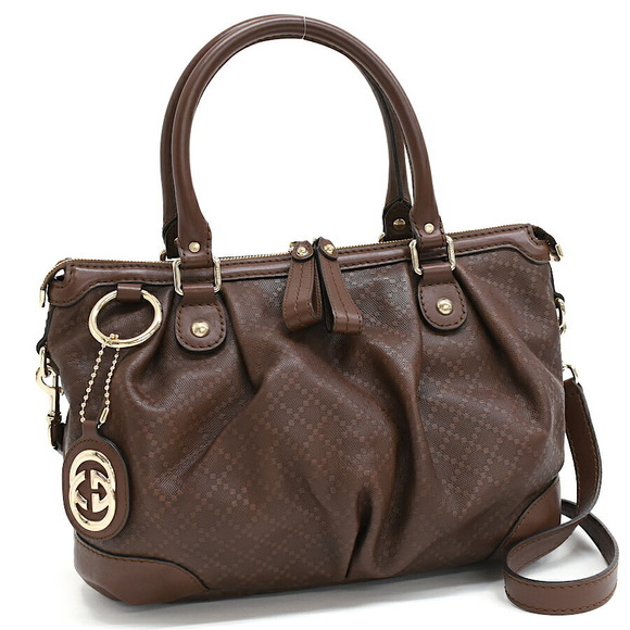 Gucci Shoulder Brown Canvas Sukey Bag Diamante - Picture 1 of 8